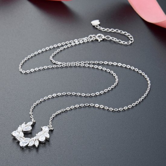 925 Sterling Silver Round Birthstone Necklace - Click Image to Close